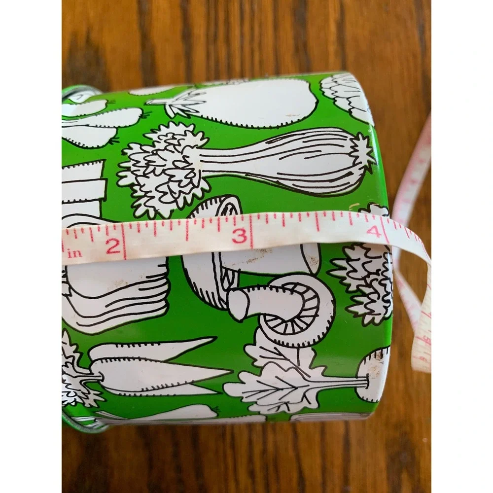 Vintage MOC Japan Green Vegetable Tin Canister Set of 2 Retro Kitchen Storage